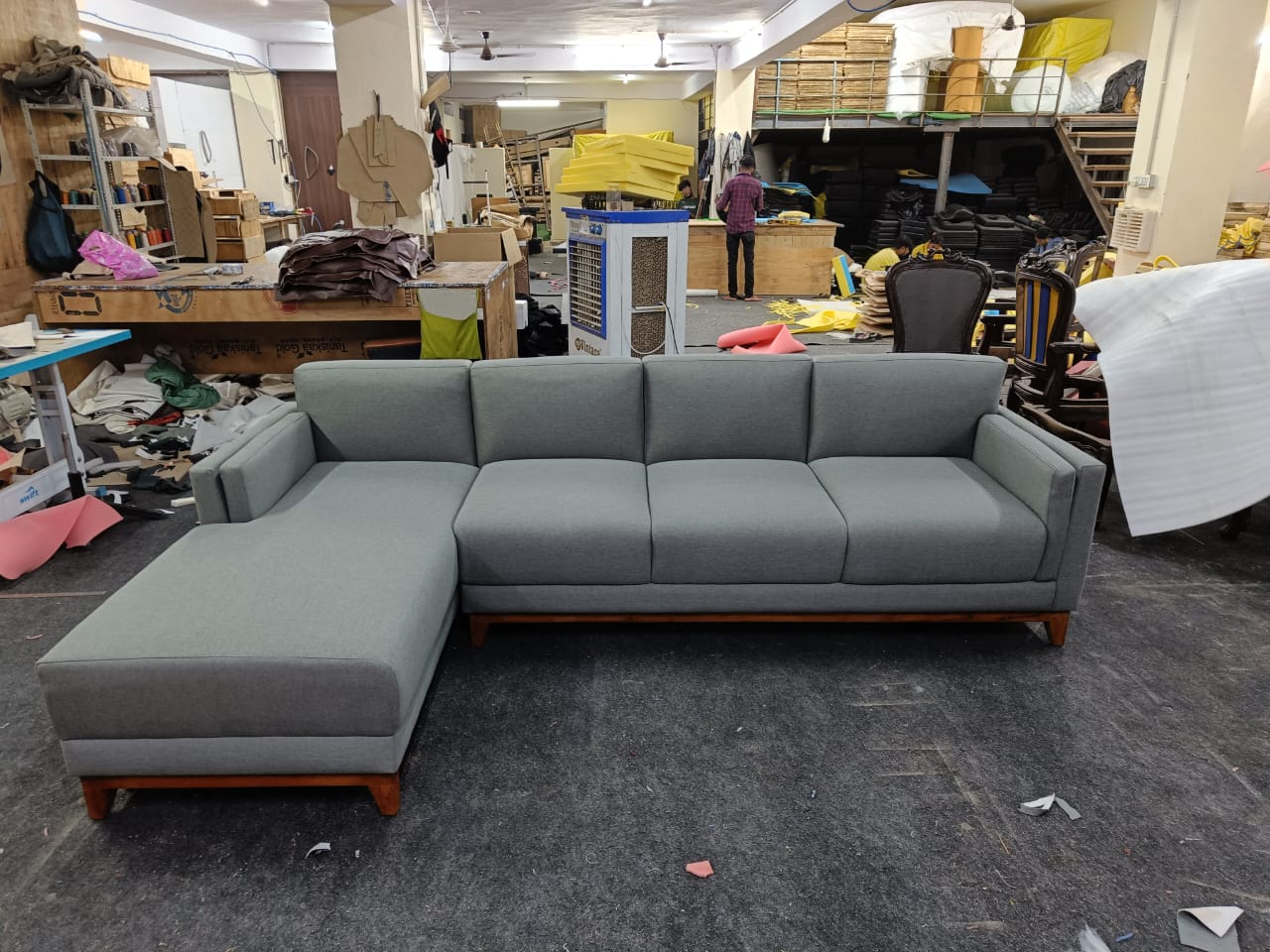 L Shape Sectional Luxury Sofa for Home Furniture Made in Marandi wood with Blend of Jute, Cotton and Polyester with High Density Foam Modern Sofa for Living Room