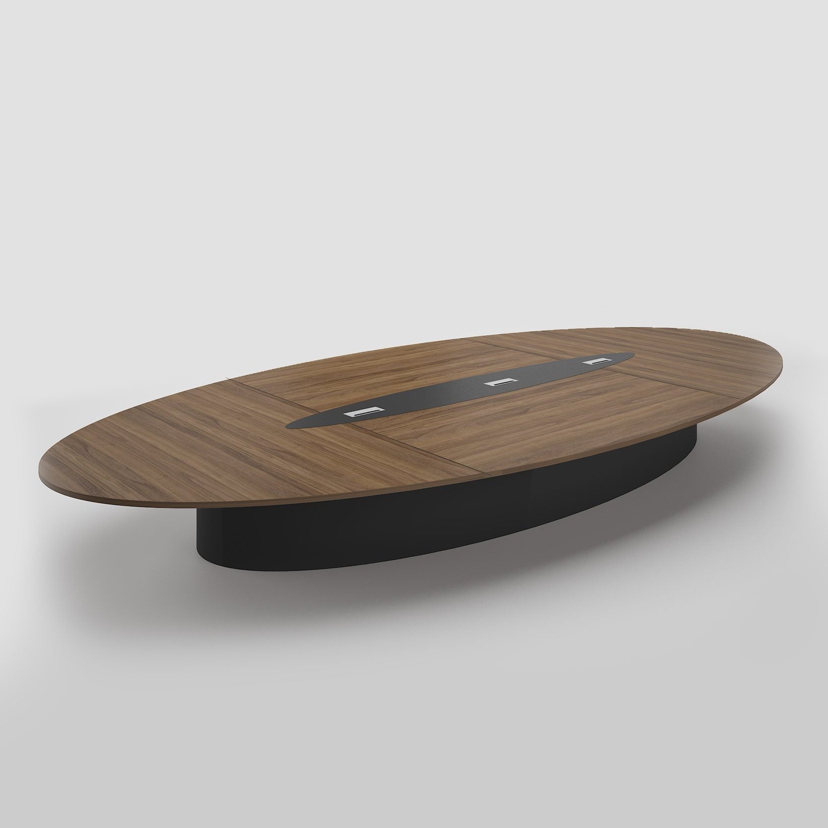 Wooden coffee table with black base on a white background