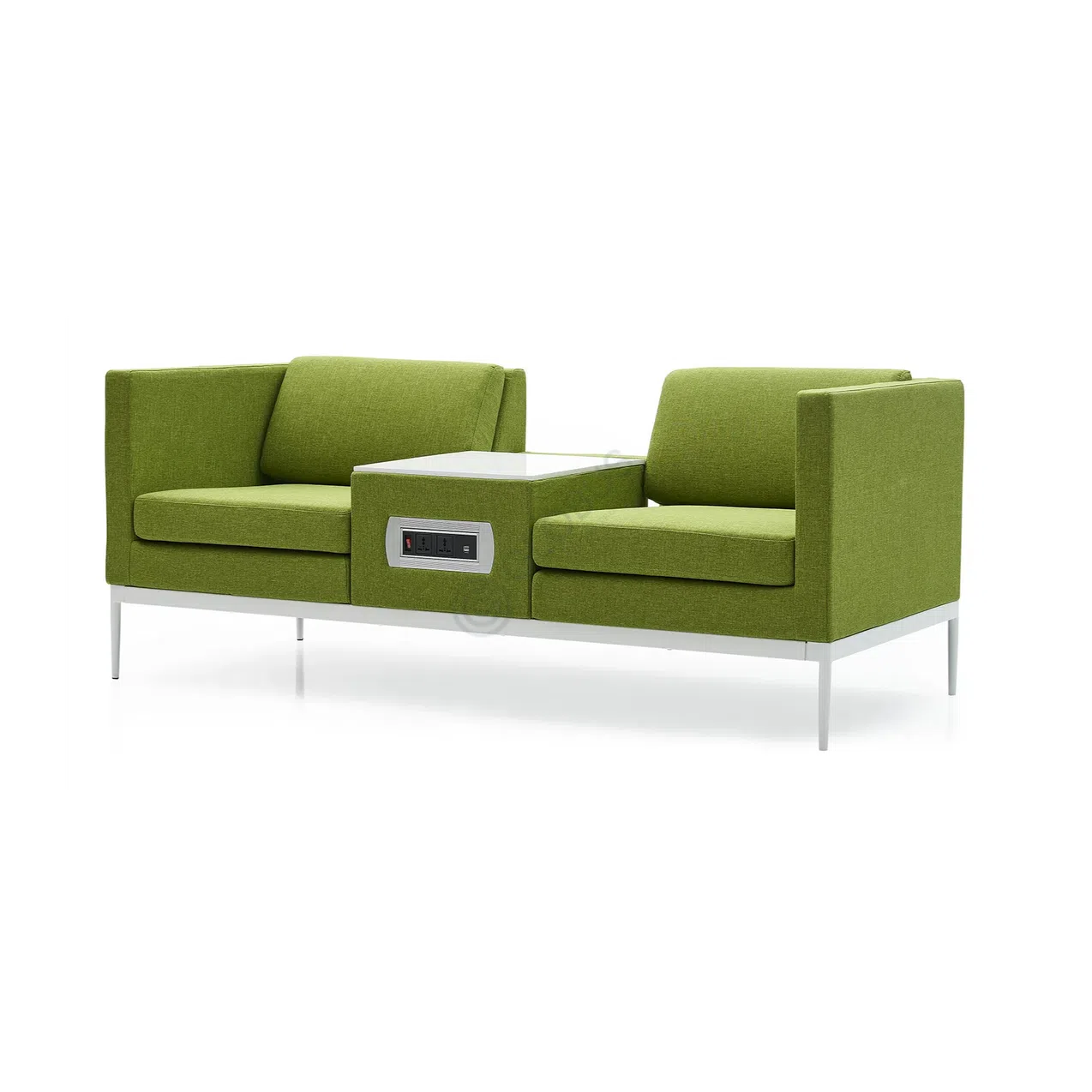 2 Seater Sofa & Wooden Frame with Storage System ,Upholstery Fabric ,Legs Metal Leg Base With Powder Coating -Green