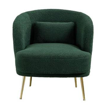 Lounge Chair For Living Room ,Comfortable Seating Modern Design Made in High Quality Ply Upholstery Velvet and Teak Wood Legs With wooden Polish -Green