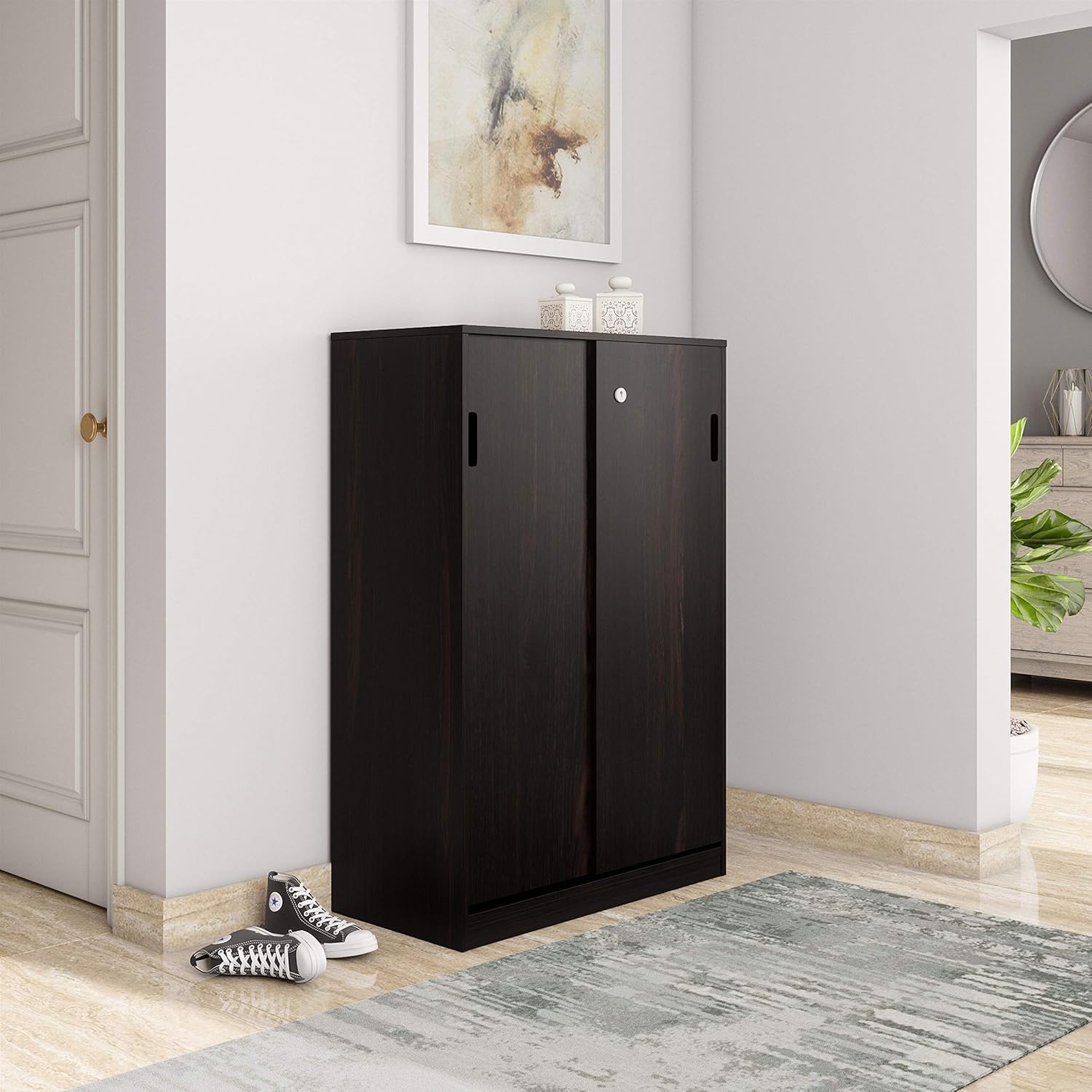 Cabinet Wooden Storage Cabinet with Multipurpose Storage Cabinet and Shelves, Soft-Close Doors.