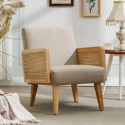 Lounge Armchair with Wooden Frame Single Sofa Chair for Small Apartments, Living Room or Bedroom (1 Chair, Light Grey)