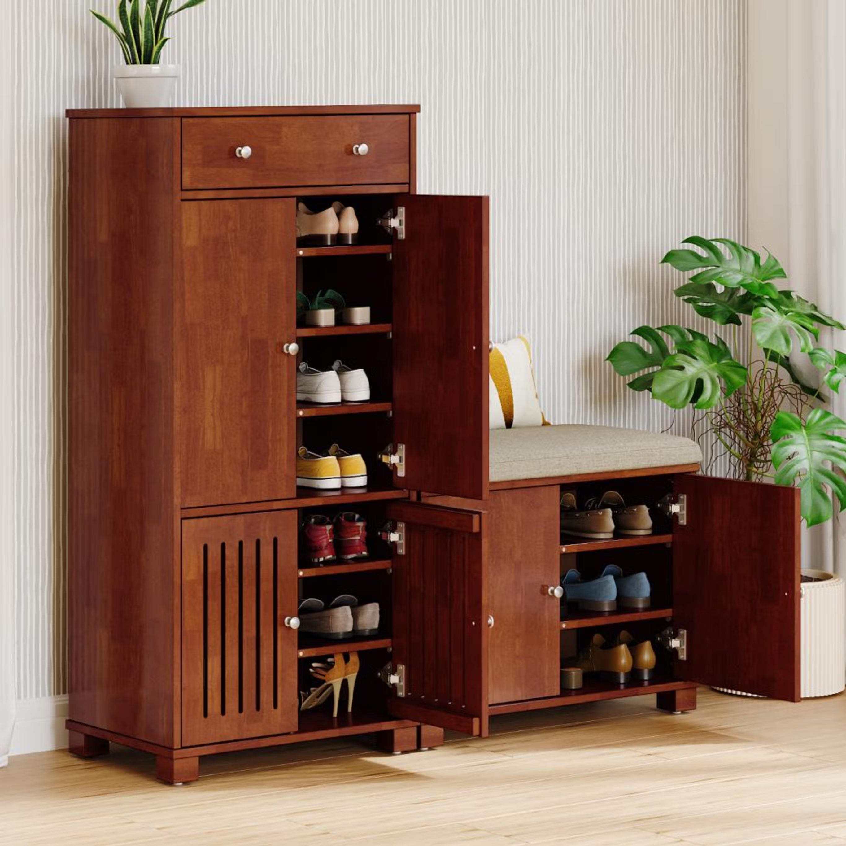 Wooden Shoes Storage Cabinet with Durable Build ,Contemporary Design and Premium Construction