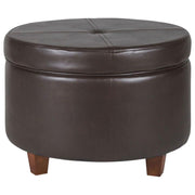 Ottoman For Home Furniture Modern & Durable Design With Storage Upholstery Pu Leatherette Foot Rest for Office for living Room- Dark Brown