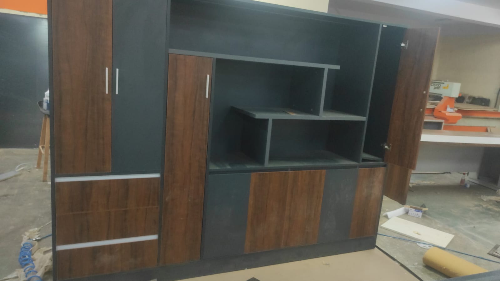 Home and Office Cabinet Premium File Storage for Back Unit Made in Particle Board with Cabinets and Cupboard in Light Brown Color