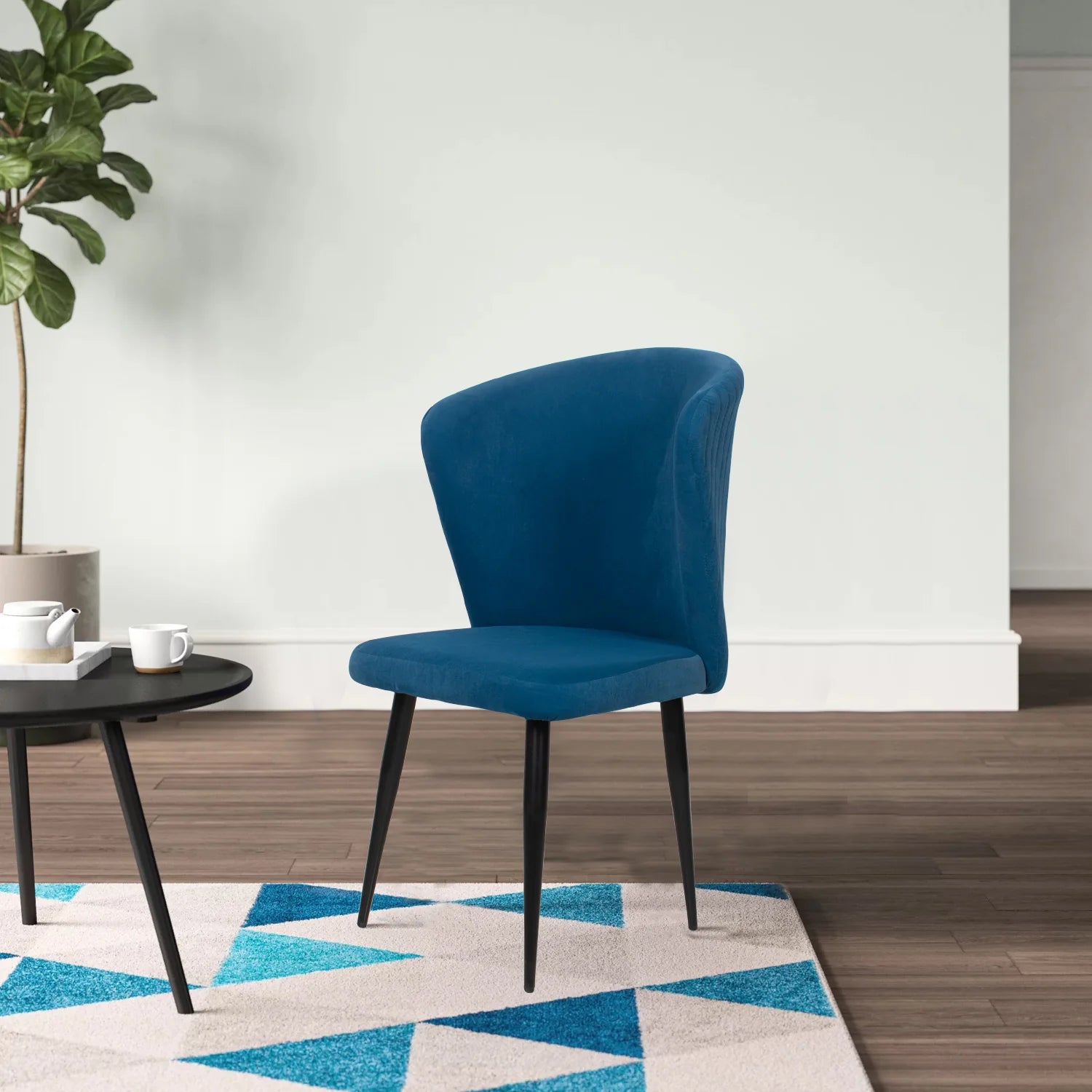 Lounge Chair Wooden Sofa upholstered in Velvet Armless Chair Modern and durable For Living Room or Bedroom - Nevy Blue