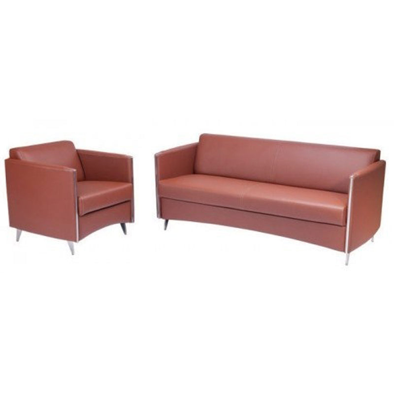 3 Seater Sofa in Leatherette Upholstery with Metal Leg