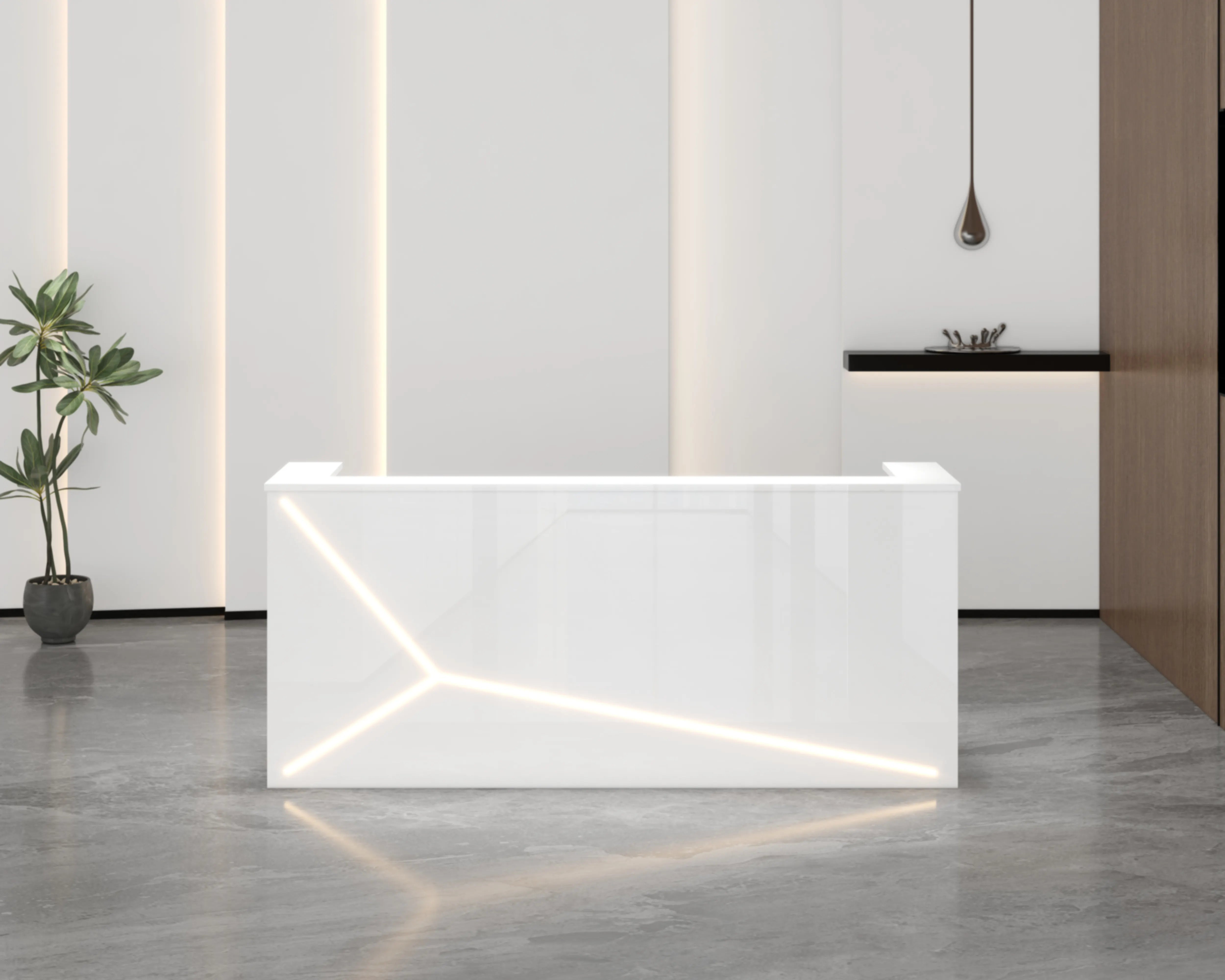 Reception Table for Office Modern Simple Small Counter Made in MDF with Wire Manager Drawers CPU Space- White Color
