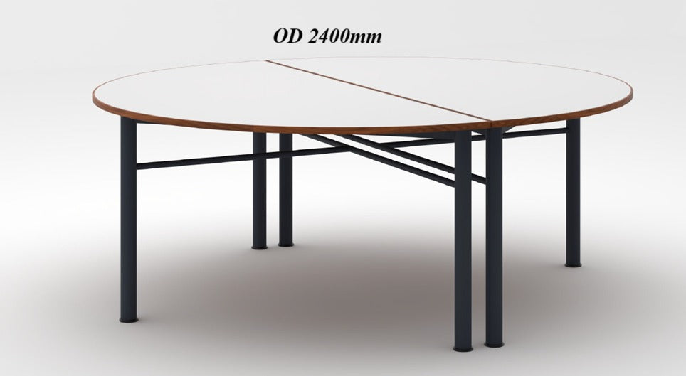 Conference Table for Round Shape Office Furniture Made in Particle Board and MS Metal Legs Base