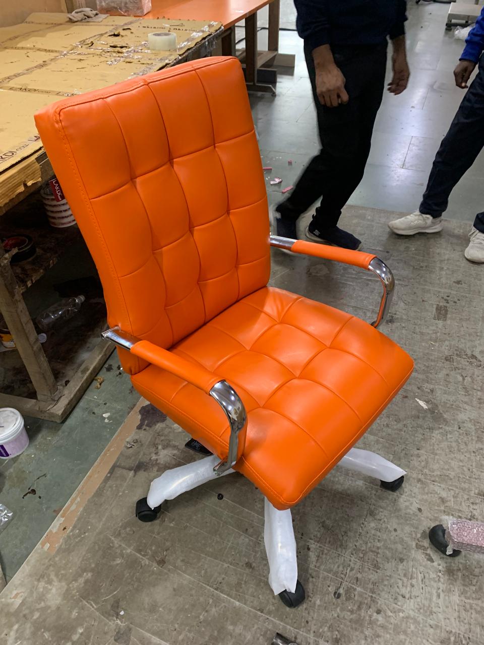 Leatherette Mid Back Executive Chair with Height Adjustable Chrome Base