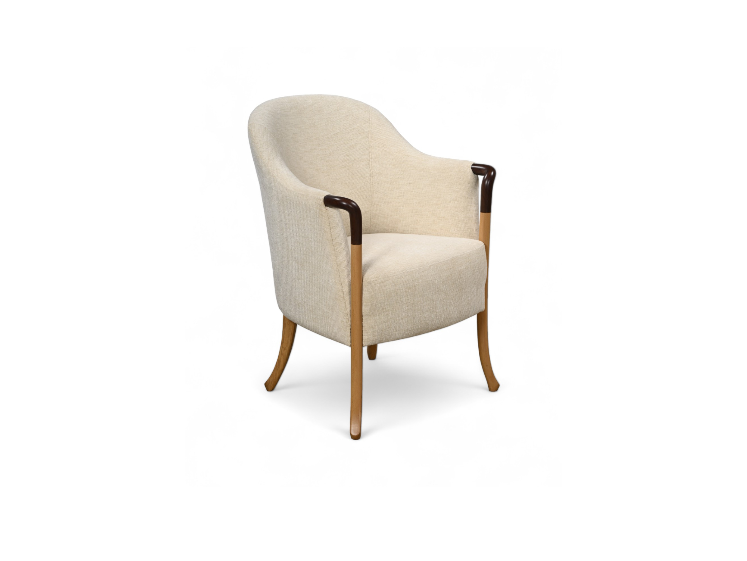 Lounge Wooden Chair & Modern and durable Arm Chairs Upholstered in Fabric For Living Room or Bedroom - Off White