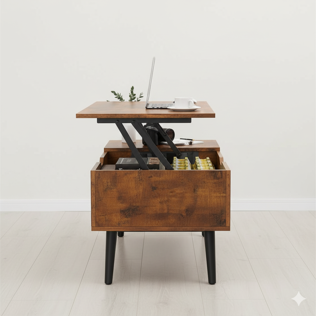 Center Table Designed with a Wooden Top and Offering a Sophisticated Look to Home Decor