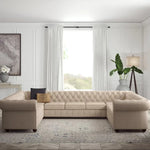 11 Seater Sofa U Shape Sofa Set Wide, Linen Upholstery Luxury And Durable Design For Living Room -Beige