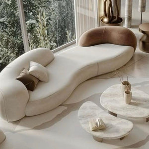 3 Seater Sofa Curved Shape Modern Design Durable for Home Furniture with Solid Wood Frame and Long-Lasting Sofa for Living Room