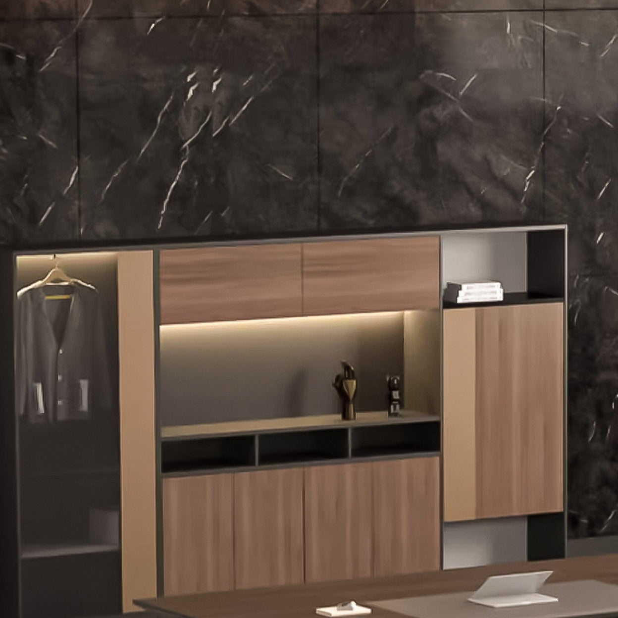 Modern Office Back Unit Cabinet with Shelve & Ample Storage – Elegant Executive Furniture for Stylish Workspaces