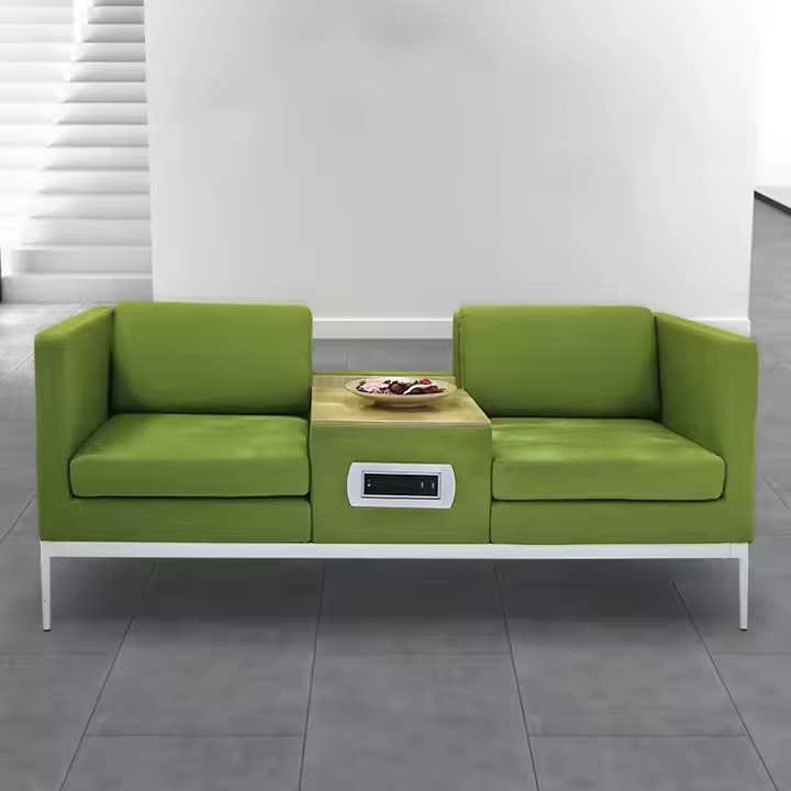 2 Seater Sofa & Wooden Frame with Storage System ,Upholstery Fabric ,Legs Metal Leg Base With Powder Coating -Green