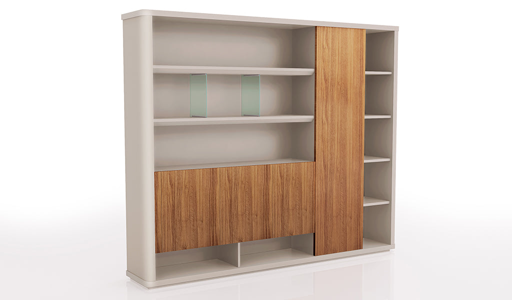 Wooden Office Storage Cabinet with Modern Wooden Design & Security Lock for Corporate Interiors