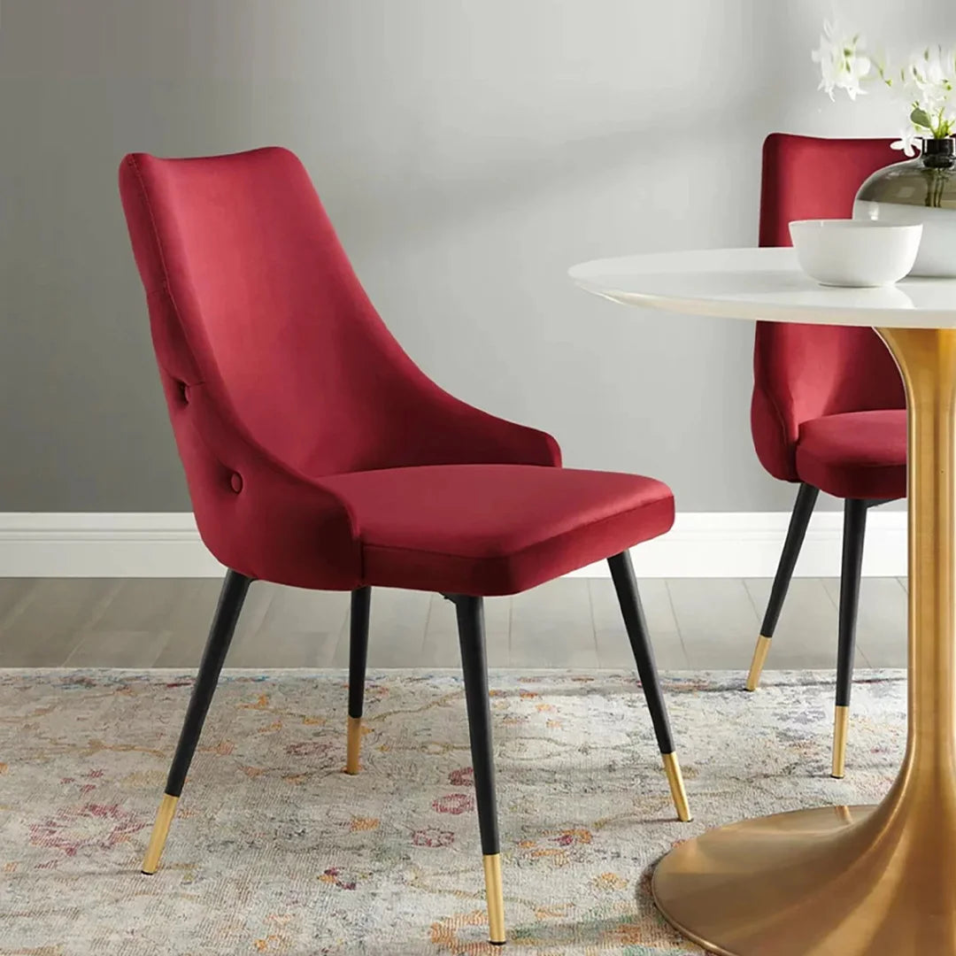 Lounge Accent Chair upholstered in Velvet Armless Chair Modern and durable For Living Room or Bedroom-Magenta