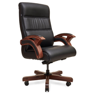 Director Chair for office Made in Plyboard with Leatherette Upholstery & Armrest with Height Adjustable & Revolving Chair -black