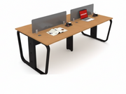 Modern 4-Person Office Workstation Desk with Contemporary for Professional Work| Metal Frame Desk