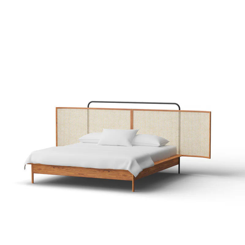 Poster Bed Solid Wood Handwoven headboard—modern, Premium Design for Home Furniture