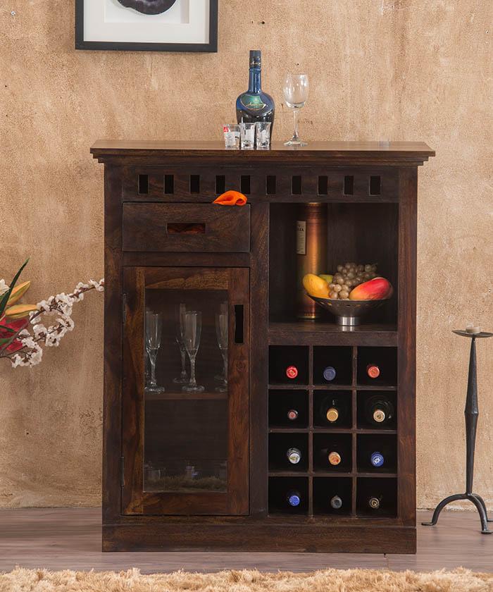 Wooden Bar Storage Cabinet Organizer and Modern Homes with Sturdy Build