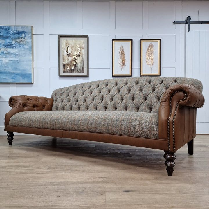3-Seater Lobby Sofa upholstered in premium suede, designed with advanced support structure for enduring comfort in executive reception areas.