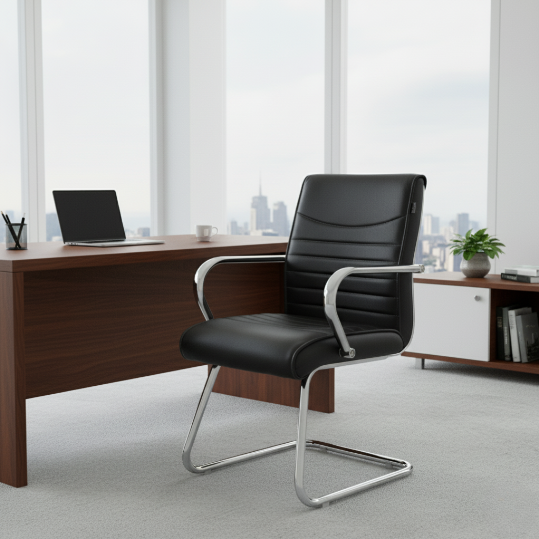 Premium Leatherette Guest Chair for Office – Sleek & Comfortable Design