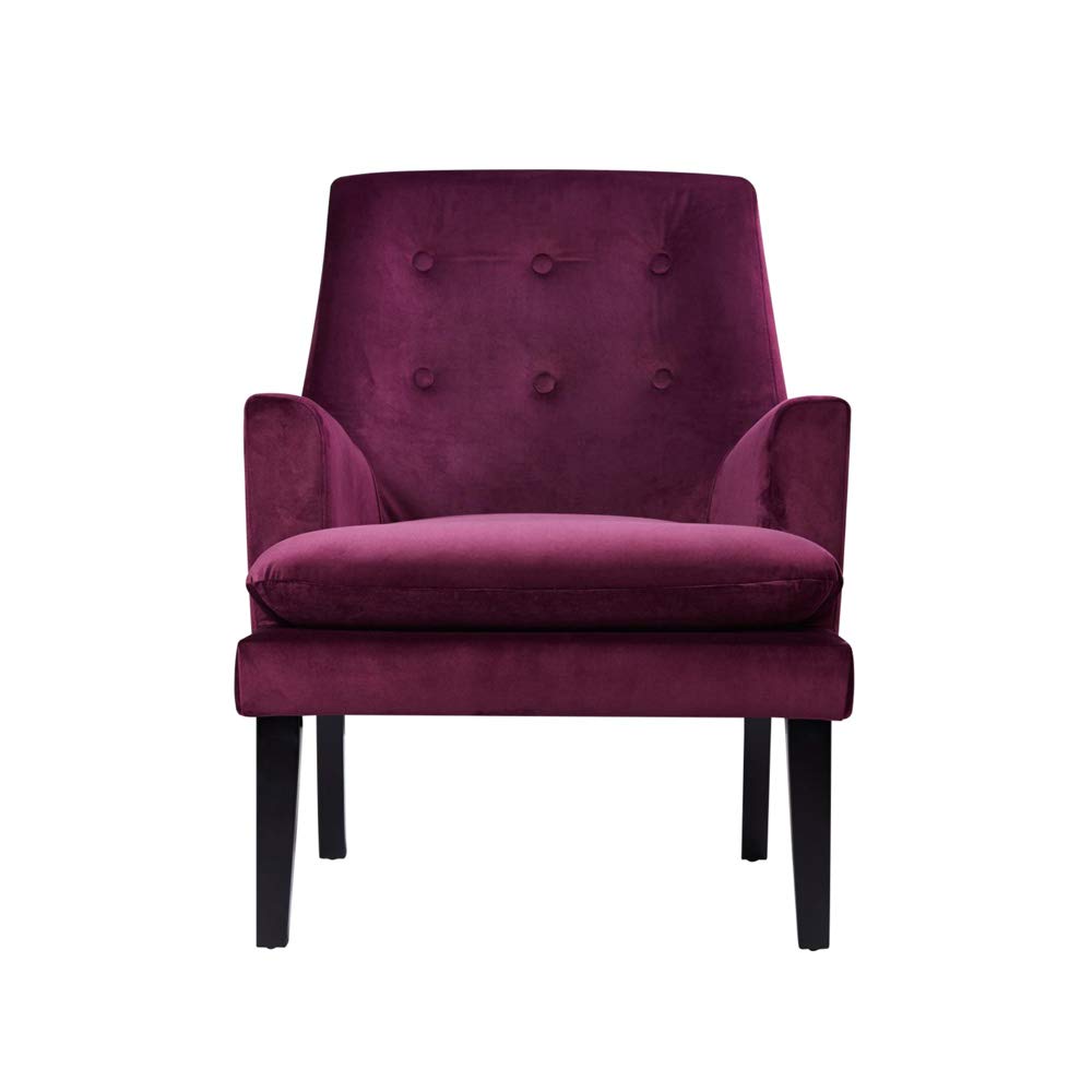 Lounge Chair For Home Furniture Premium & Durable Design Tufted Buttons Armchair Upholstery Velvet Comfortable Seating for Living Room & Offices - Purple