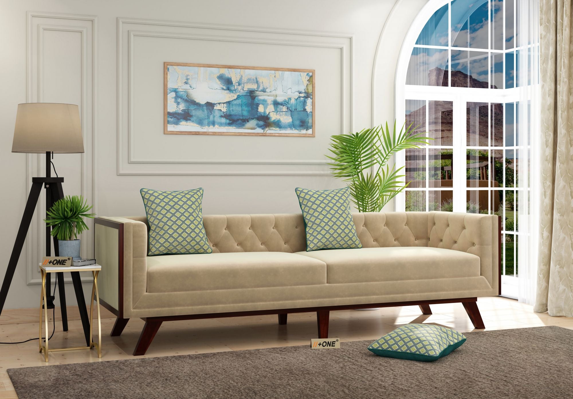 3-Seater office sofa with a refined design, upholstered in plush suede fabric, offering superior comfort and built for lasting durability