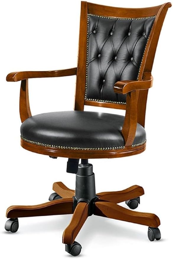 Luxury Office Director Chair Tufted Design Made in Solid wood with Leatherette and High Density Foam & Handcrafted wooden Wheelbase and wooden Polish
