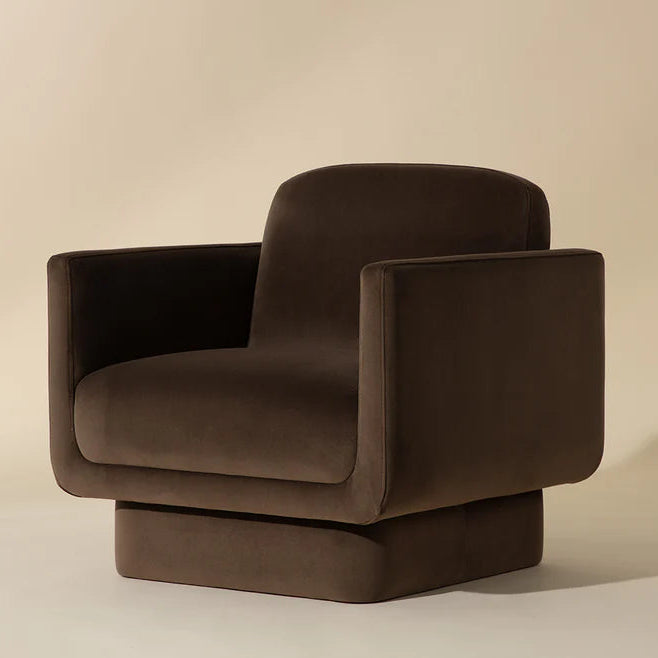 Lounge Chair Upholstered in Polyester Cozy and Stylish ,Comfortable Arm Chair Durable Design for Living Room or Office -Dark Brown