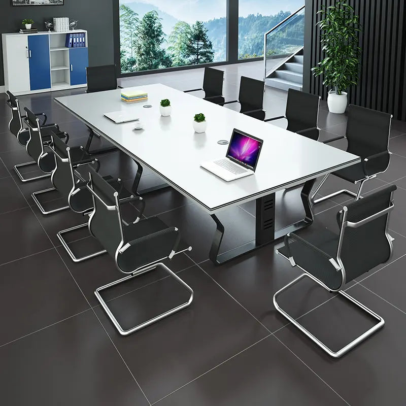 Conference Table for Office Furniture Unique Design Made in Particle Board/ MDF/Plywood with MS leg Meeting Table White Color