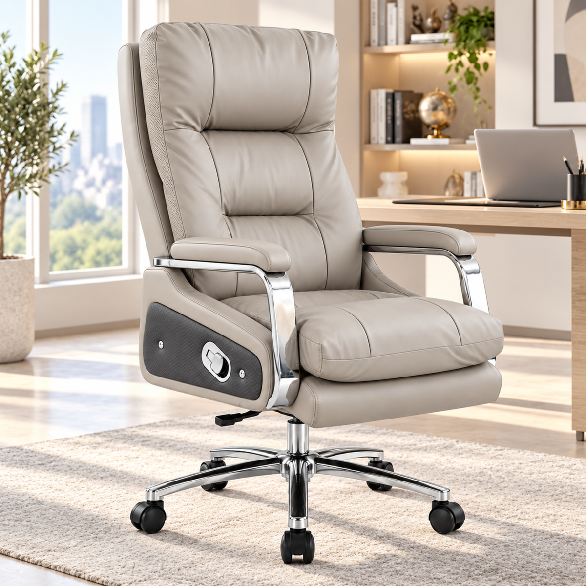 Premium Ergonomic High-Back Director Office Chair with Recliner, Lumbar Support, Padded Headrest, Cushioned Seat, Adjustable Height & 360° Swivel for All-Day Comfort