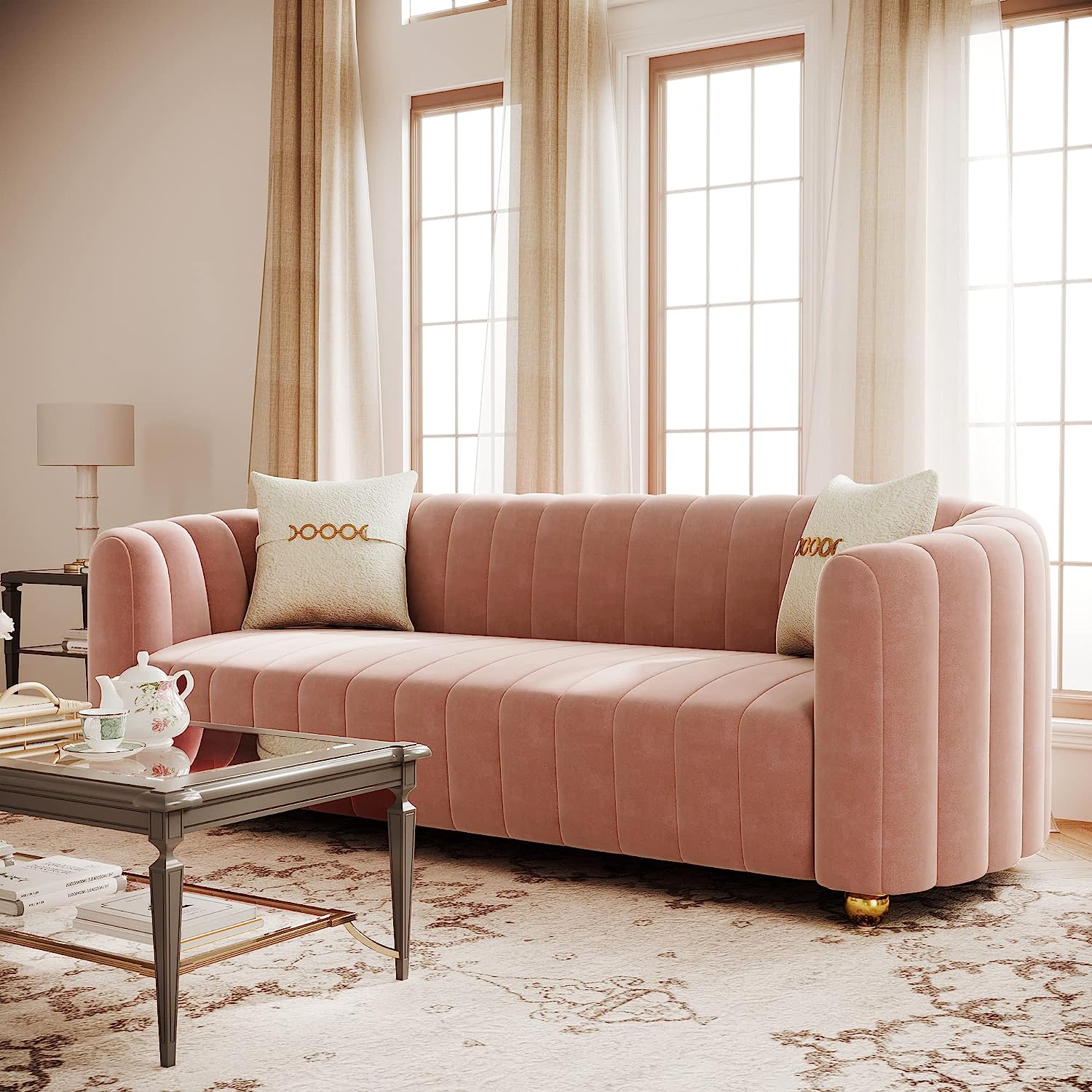 3 Seater Sofa Modern Design and Upholstery fabric Durable & Comfortable Padded Perfect for living Room