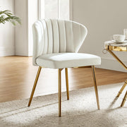 Modern White Velvet Dining Chairs with Gold Legs - Elegant & Comfortable Home Furniture