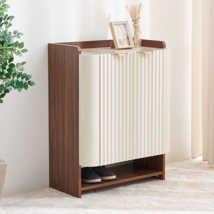 Wooden Shoes Storage Cabinet with Wooden Shelves, Contemporary Finish, Premium Polish and Practical Design