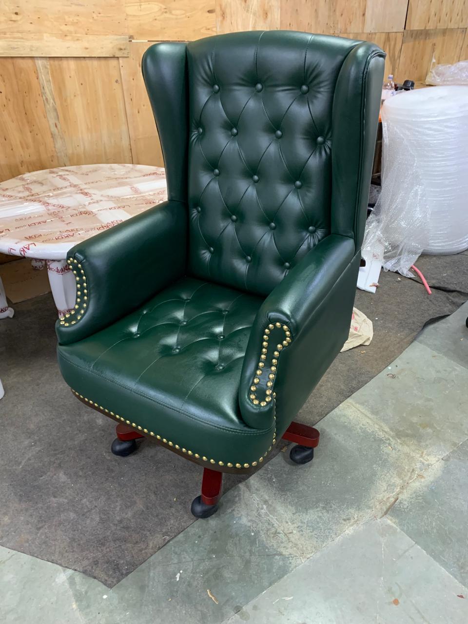 High Back Director Chair With Wooden Base