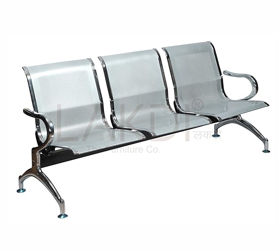 3 Seater Waiting Chair Metal Chrome Finish Base