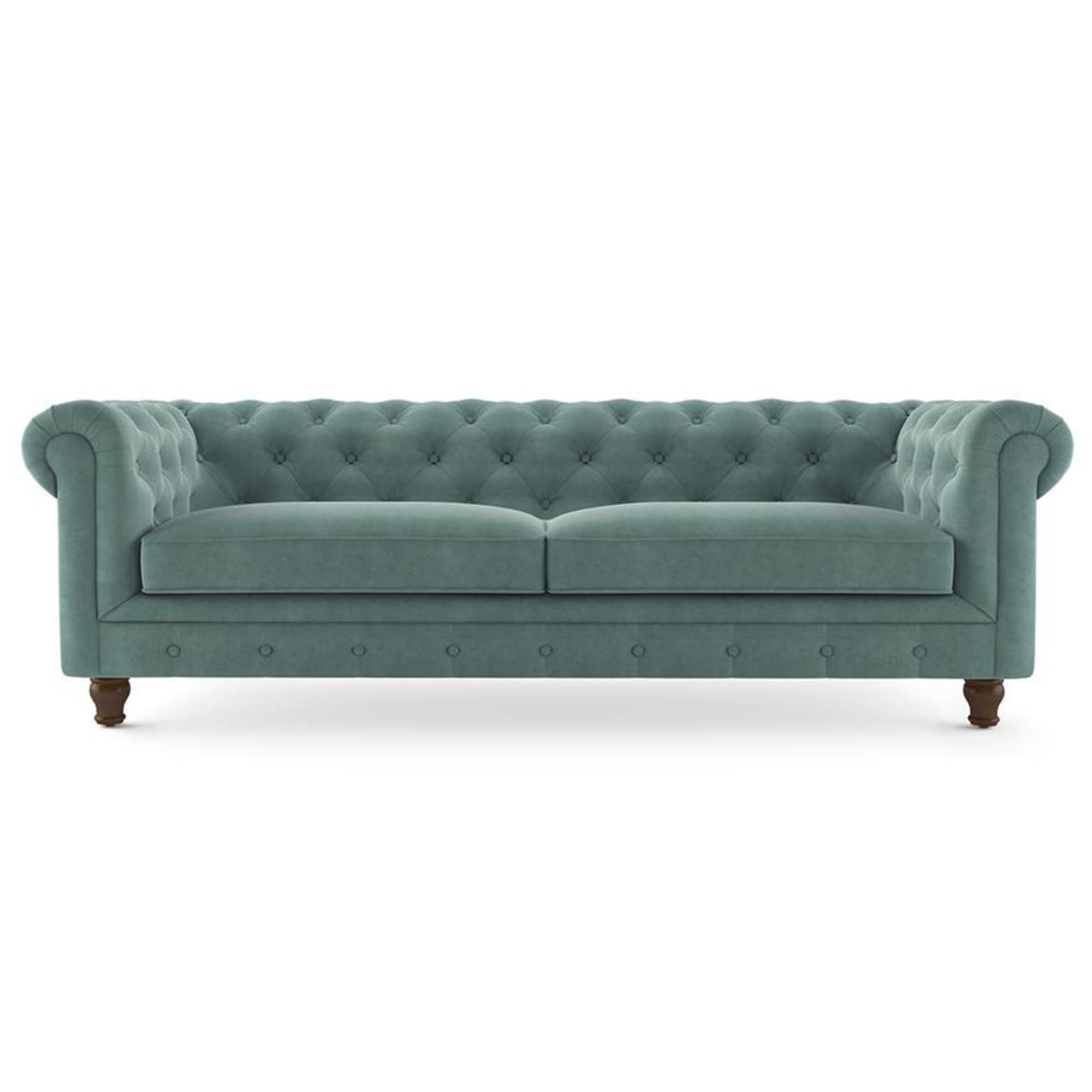 3 Seater Sofa For Home Furniture Upholstery Velvet Luxury Comfort Sofa Durable Design For Living Room -Blue