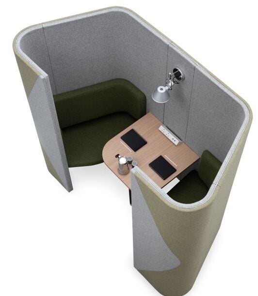 2-Seater Office Focus Sofa with Enclosed Seating Space with Workspace Divider, Sofa with Private Office Sofa for Quiet Conversations