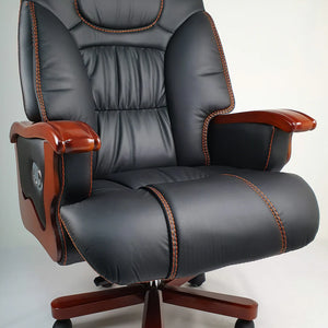 Director Chair Luxury Large High-Back Leatherette Office Chair with Recliner & Adjustable Height and Wooden Base Premium Quality