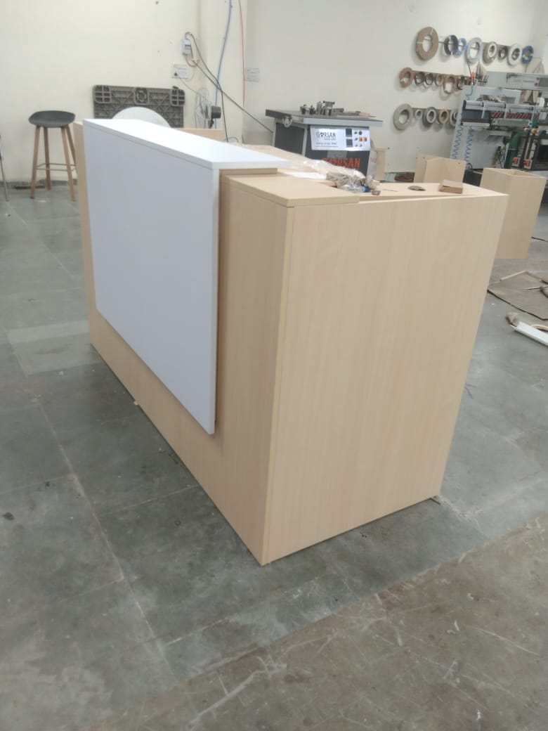 Reception Table for Office Made in Engineered Wood with Marble Patterned and Modern Simple Sleek Reception Counter