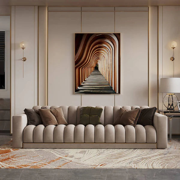 3-Seater Sofa For Home Furniture Upholstery Fabric, Comfortable Seating Perfect for Living Room Comfort - Cream