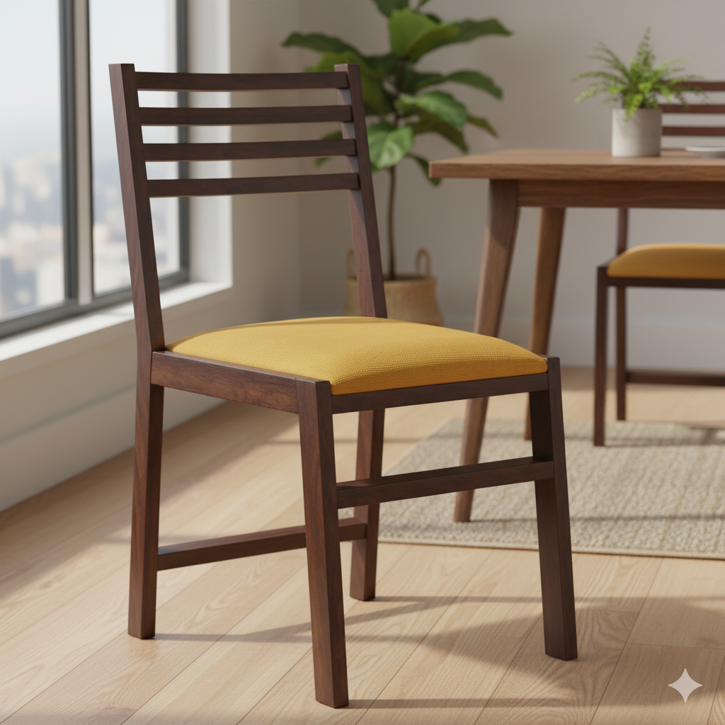 কাঠের ফ্রেম বেস সহ ডাইনিং চেয়ার