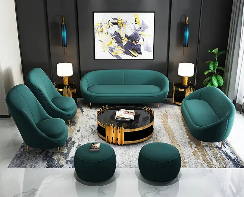 3 Seater & Sofa For Home Furniture, Upholstery Velvet Modern And Durable Design For Living Room and Office- Green