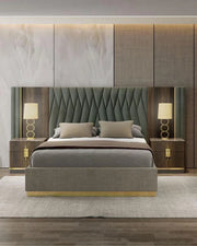 Queen Size Bed with Soft Upholstered Wooden frame, and elegant design—perfectly with lasting bedroom comfort