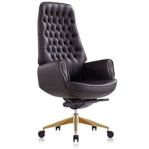 Luxury High Back Office Director & Executive Chair with PU Leatherette & Swivel Base and Metal Base With Gold Powder Coating