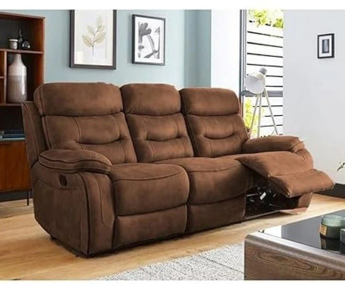 Comfortable 3-Seater Recliner Sofa with PU Leatherette Upholstery, Effortless Recline Function, and Enhanced Lumbar Support