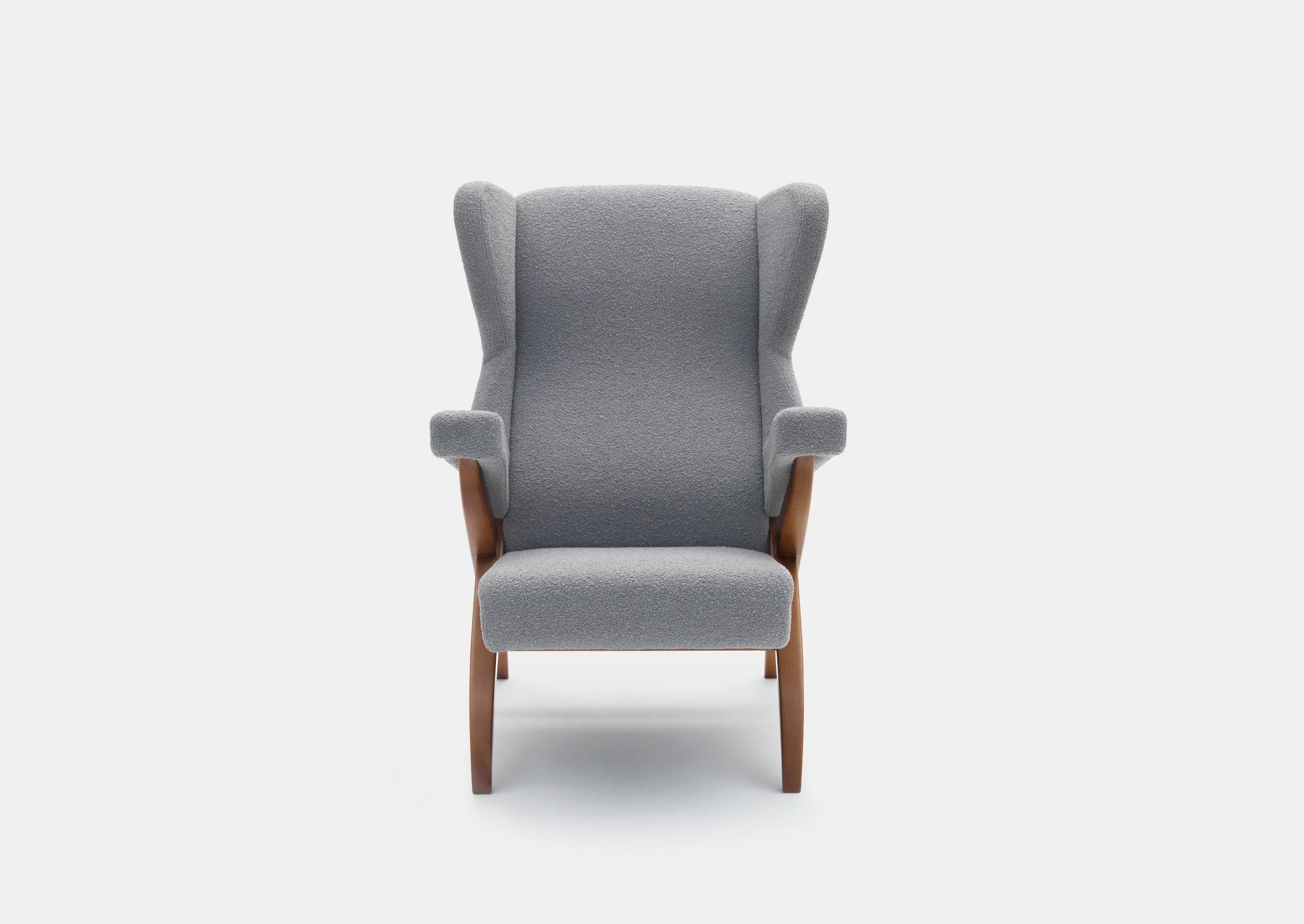 Lounge Wooden Chair & Modern and durable Arm Chairs Upholstered in Woolen For Living Room or Bedroom - Grey